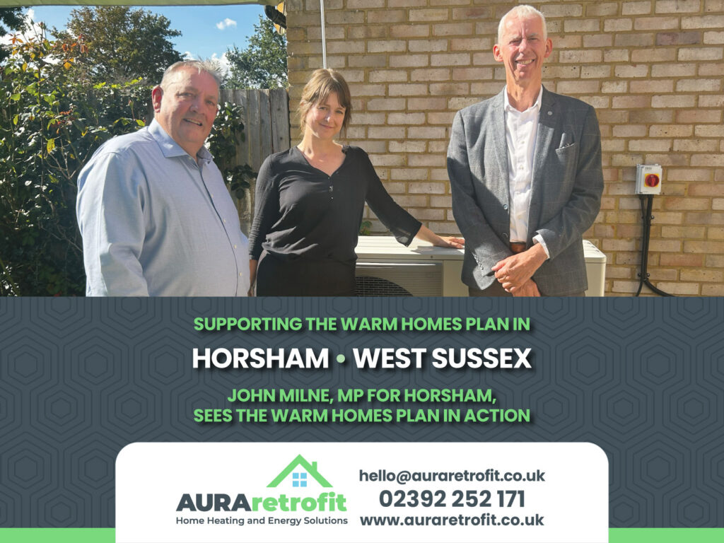 John Milne, MP for Horsham, West Sussex, meets with Aura Retrofit Customer to discuss the Warm Homes Plan.